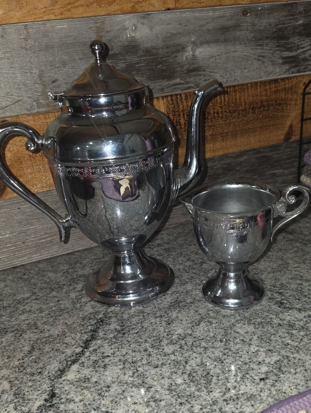 Silver-plated Decorative Tea Set - Teapot and Creamer - Vintage